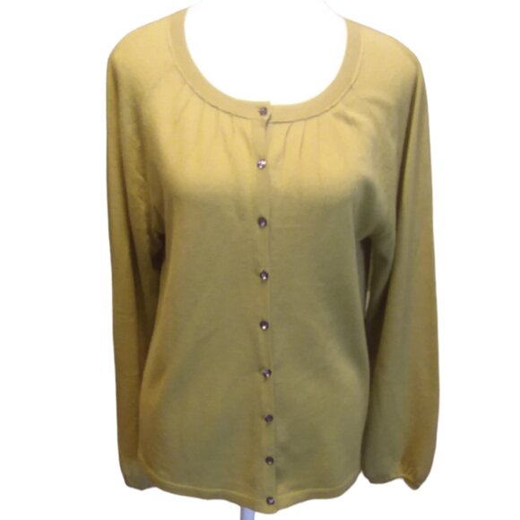 Boden Women's Size 12 Chartreuse Button Up Wool Cardigan - Picture 1 of 7